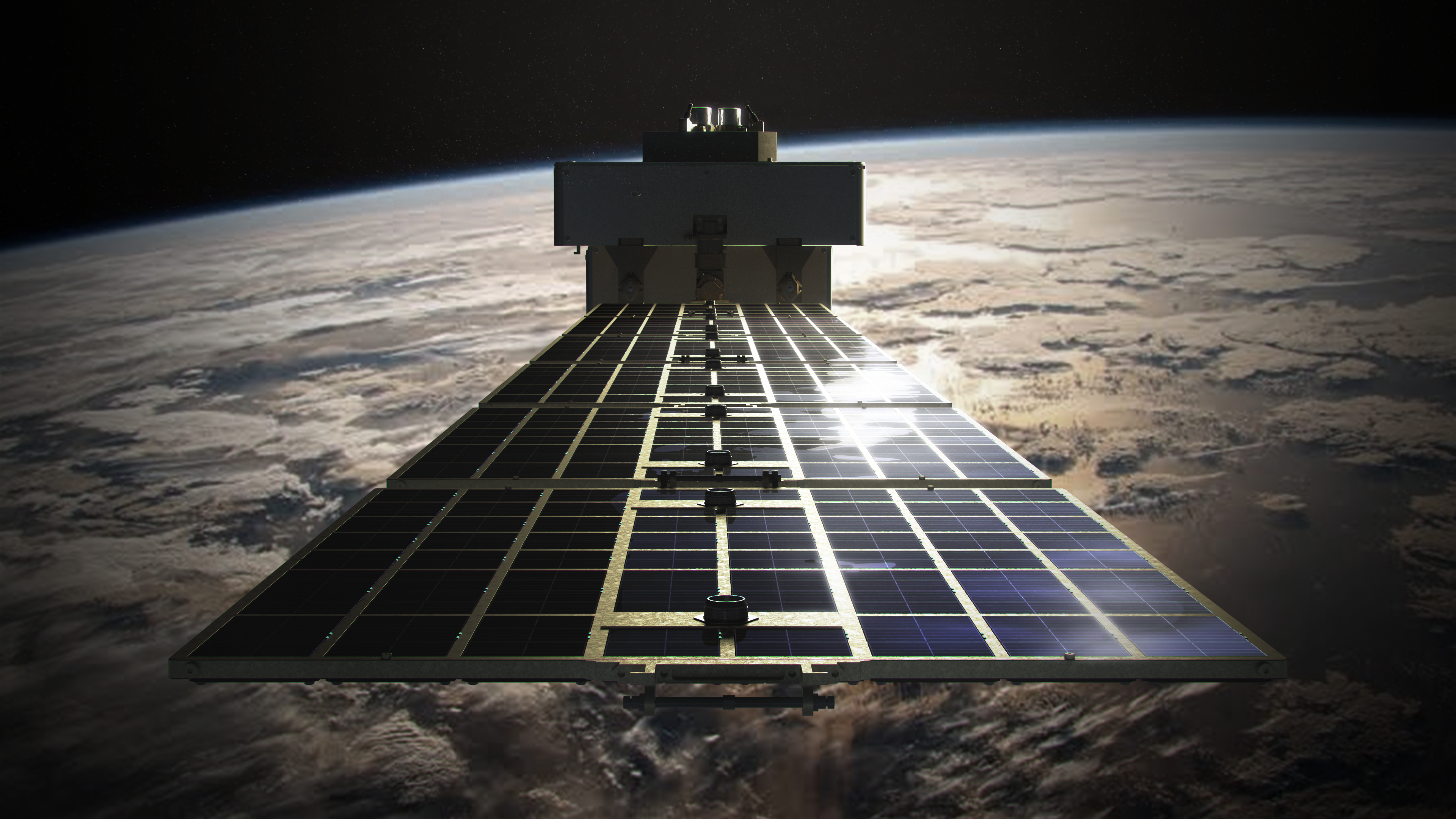 Close orbital view along PIONEER solar-array wing